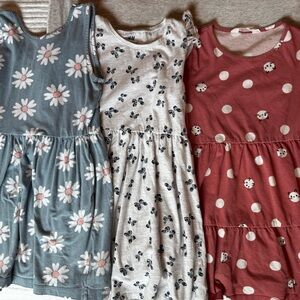 Girls' Floral & Polka Dot Dress Bundle - Blue, White, Dusty Rose (6)